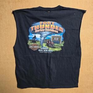 Harley Davidson Sleeveless Shirt Men’s Size XL Black Fort Thunder Tornado